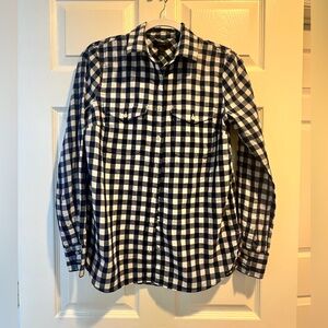 J Crew Blue and White Gingham Button Down Top Size 2